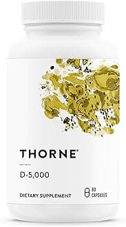 THORNE - Vitamin D-5000 - Vitamin D3 Supplement - Support Healthy Bones, Teeth, Muscles, Cardiovascular & Immune Function* - NSF Certified for Sport - Gluten-Free, Soy-Free - 60 Servings