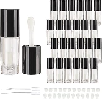 COSIDEA 14pcs Empty 6ml big doe foot wand Chunky lip gloss tubes for DIY lipgloss,Pink round lipgloss containers tubes with thick wand, Black