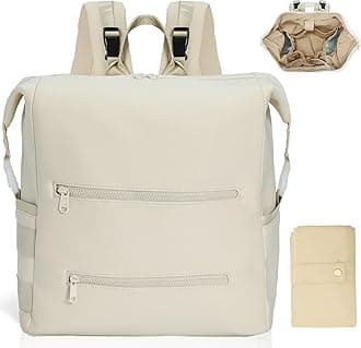 Omanmoli Diaper Bag Backpack,Large Neoprene Baby Bag for Boys Girls with 15 Diaper Bag Organizer,2 Insulated Pockets,Changing Pad,Stroller Straps,White