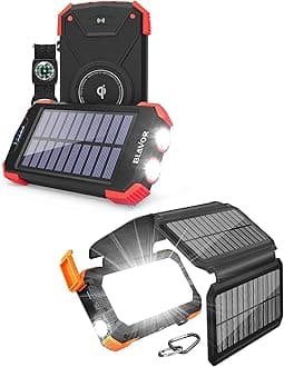 10,000mAh Solar Power Bank for Daily Use Plus 20,000mAh Solar Panel Charger for Outdoor Use