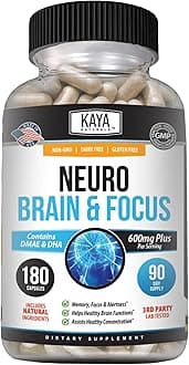 Neuro Brain for Memory & Focus - Nootropic Energy Capsule - Nootropic Brain Support Supplement - Focus & Concentration & Learning Accuracy - Cognitive Function - 180 Count