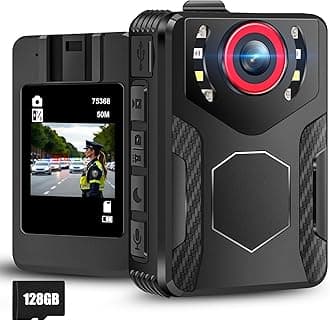 Body Camera with Audio and Video Recording: 1080P FHD Body Cam with IR Night Vision, 10HR Battery, 2.0" Screen, 128GB Wearable Camera, Bodycam for Traveling, Law Enforcement, Outdoors Activities