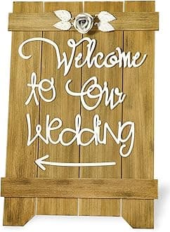 Celebrate the Home Wedded Bliss Wood and Metal Rustic Sign, Welcome to Our Wedding