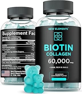 Biotin & Collagen Peptides Gummies - 50,000mcg Collagen + 10,000mcg Biotin | Hair, Skin & Nails Support for Men & Women | Hair Growth, Glowing Skin & Strong Nails | Non-GMO, Chewable, Great-Tasting