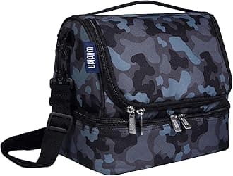 Wildkin Two Compartment Insulated Lunch Bag for Kids – School & Travel Ready - Black Camo
