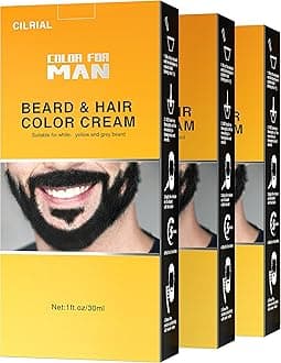 CILRIAL Black Beard and Mustache Beard Dye Kit - 3 Pcs Fast and Easy Coloring for Men With Brush, Covers Gray Facial Hair