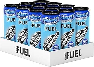 BodyFuel Pre Workout Energy Drink | Sugar Free, 200mg Caffeine, 1000mg Beta Alanine, 2000mg Citrulline, Vitamin B12 & B3 | (Pack of 12 Cans x 330ml) (Frozen Popsicle)