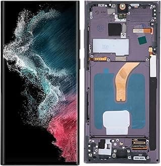 OLED for S22 Ultra, LED LCD Display Touch Screen Digitizer Assembly S22ultra 5G SM S908B, LCD Screen Replacement with Frame(No Fingerprint), EU International Version (Black)