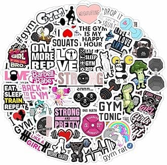 BulbaCraft 100Pcs Gym, Workout and Weightlifting Stickers for Water Bottle & Laptop - Workout Gifts for Women, Mom - Waterproof Vinyl Decals, Fitness Stickers, Gifts for Women & Men
