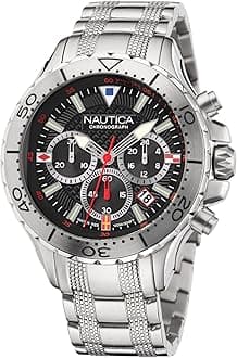 Nautica Men's NST Chrono Stainless Steel Bracelet Watch (Model: NAPNSF204), Silver