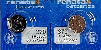 2 x Renata Wrist Watch battery - Swiss Made - Batteries Cells Silver Oxide 0% Mercury Free Button Cell 1.55v Renata Long Life Batteries (370 (SR920W))