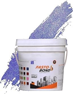 Resin Epoxy Grout - 1 Kg-3 Kg & 5 Kg - Full_Glitter-Sparkle Colors Tile Grout_| 3 Components Only | Premixed Glitter For Uniform Finish (5 Kg, Sp. Blue), 1 Bucket