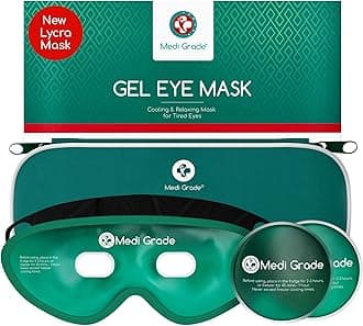Medi Grade Cooling Gel Eye Mask for Puffy Eyes – Reusable Gel Eye Mask and Cooling Eye Pads with Thermo-Bag for Dark Circles and Morning/Night Skincare Routine – Reversible Cold Eye Mask