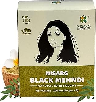 NISARG ORGANIC FARM Herbal Black Mehndi I Pure Natural Organic I for all skin types I Long Lasting Color I Hair Care & Growth I Kali Mehndi for Men and Women I 20 gm (3)