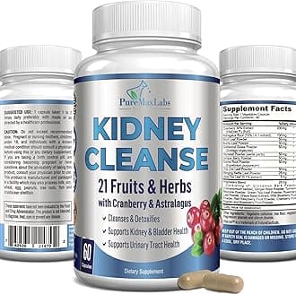YUMMYVITE Herbal Kidney Cleanse with Cranberry Extract, Astralagus - 21 Fruits & Herbs - Detox & Cleanse Urinary Tract & Bladder Health, Kidney Support, 60 Vegan Capsules