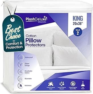 Premium Waterproof Pillow Protectors - King Size 20''x38'' Set of 2 - Zippered Pillow Cover Made with Soft Terry Cotton Fabric - Hypoallergenic and Dust Proof
