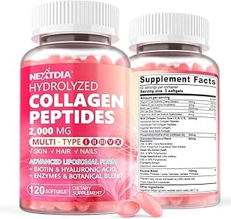 2 Pack Liposomal Collagen Peptides Pills for Women 2000mg, Multi Hydrolyzed Collagen Type I, II, III, V, X with 2500mcg Biotin - Collagen Supplements Softgels with Hair, Skin & Nails Vitamins, 240 Cts
