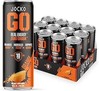 Jocko GO Energy Drink (Afterburner Orange) - Keto, Vitamin B12, Vitamin B6, Electrolytes, L Theanine, Magnesium- Energy Boost, Sugar Free Nootropic Monk Fruit Blend - 12 Pack