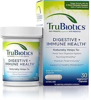 Probiotics for Digestive & Immune Health, Supports Regularity & Helps Relieve Abdominal Discomfort, Gas & Bloating, 2 Clinically Studied Probiotic Strains, Plus Prebiotics, 30 Capsules