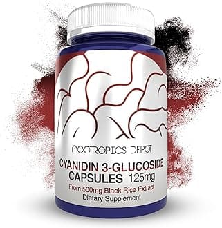 Nootropics Depot Cyanidin 3-Glucoside Capsules | 125mg | 60 Count | Black Rice Extract | C3G | Oryza Sativa | Metabolic, Vision, & Cognitive Support