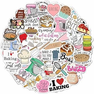 BulbaCraft 100Pcs Baking Stickers Funny, Bakery Stickers for Water Bottles - Baking Laptop Decals, Bakery Themed Party Decorations, Gifts for Women & Men
