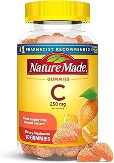 Vitamin C 250 mg Per Serving, Dietary Supplement for Immune Support, Vitamin C Gummies for Adults, 80 Gummies, 40 Day Supply