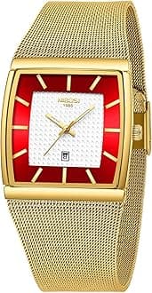 Men Watches Square Analog Quartz Stainless Steel Watches for Men Mesh Strap Waterproof Business Military Sport Wrist Watch with Date