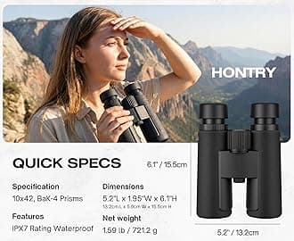 10x42 Binoculars with IPX7 Waterproof Protection for Bird Watching, Hunting, Cruise Ship, Travel and Safari