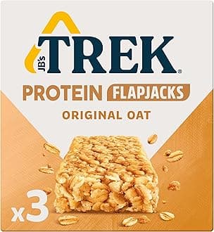 JB's TREK High Protein Flapjack Original Oat - Gluten Free - Plant Based - Vegan Snack - 50g x 3 bars