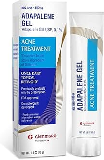 Glenmark TherapeuticsAdapalene Gel 0.1% Acne Treatment, Topical Retinoid Cream For Face, Helps Clear and Prevent Acne and Clogged Pores, 45 Gram Tube