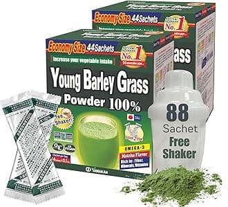 Yamamoto Kanpoh YAMAKAN Young Barley Grass Powder, Pure Green Juice Rich in Minerals, Vitamins & Plant-Based Protein for Women & Men, Barley Grass Juice Powder, from Japan, Non GMO 88 Count