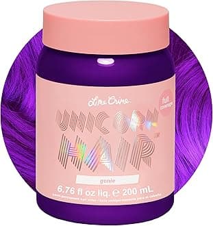 Unicorn Hair Dye, Genie - Deep Violet-Purple Fantasy Hair Color - Full-Coverage, Ultra-Conditioning, Semi-Permanent, Damage-Free Formula - Vegan - 6.76 fl. oz.