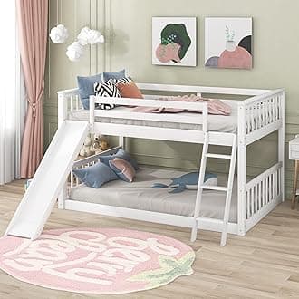 Merax Full Over Full Bunk Bed with Slide, Ladder and Saftey Guardrails for Teens, Boys or Girls, No Box Sping Needed, White