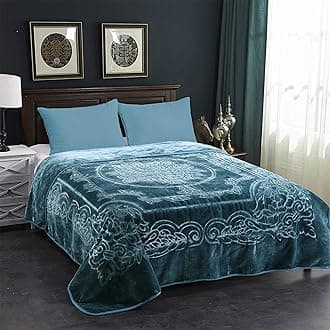 MERRY HOME JML Fleece Blanket King Size, Heavy Korean Mink Blanket 85 X 95 Inches- 9 Lbs, Single Ply, Soft and Warm, Thick Raschel Printed Mink Blanket for Autumn,Winter,Bed,Home,Gifts, (Teal)