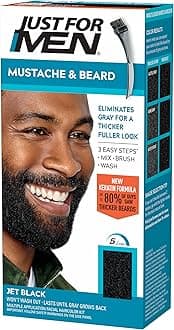 Mustache & Beard, multiple uses Beard Coloring for Gray Hair with Brush, With Keratin Biotin Aloe and Coconut Oil for Healthy Facial Hair - Jet Black, M-60, Pack of 1 (Packaging May Vary)