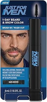 Just for Men 1-Day Beard & Brow Color, Temporary Color for Beard and Eyebrows, For a Fuller, Well-Defined Look, Up to 30 Applications, Dark Brown