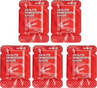 Survivex Hemostatic Gauze - Quick Blood Clotting Gauze for Wounds - Trauma Kit Hemostatic Dressing - 3 in x 4 FT - 5 PCS