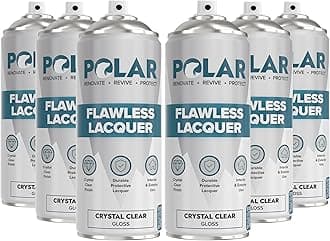 Polar Clear Gloss Flawless Lacquer Spray - 6 x 13.5 Fl Oz - Clear Coat Spray Paint - Non-Yellowing & Scratch Resistant - Interior & Exterior Surfaces for Wood, Metal, Plastics, Glass & Ceramics