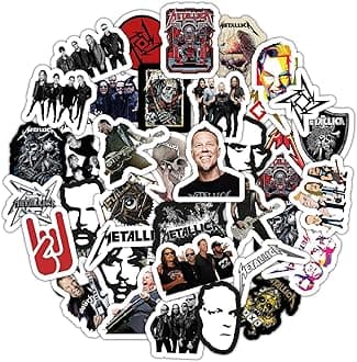 BulbaCraft Heavy Metal Band Stickers for Adults, 36 Pieces of Strong Adhesive and Waterproof Stickers for Laptop, Decals for Teens Aesthetic and Guitar Decals, Gifts for Women & Men