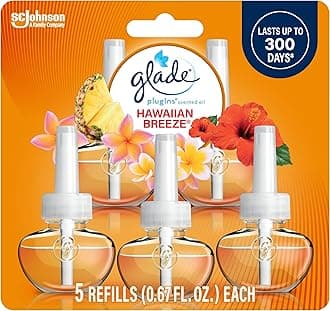PlugIns Refills Air Freshener, Scented and Essential Oils for Home and Bathroom, Hawaiian Breeze, 3.35 Fl Oz, 5 Count