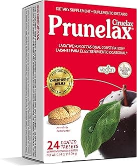Prunelax Ciruelax Regular Strength Laxative Tablets - Overnight Relief for Occasional Constipation, Senna Extract, Vegan & Gluten-Free, Fast-Acting Gentle Relief - 24ct