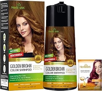 Hair Color Shampoo For Gray Hair – Enriched Color Shampoo Hair Dye Formula – Hair Dye Shampoo And Conditioner – Long Lasting & Diy (Golden Brown)