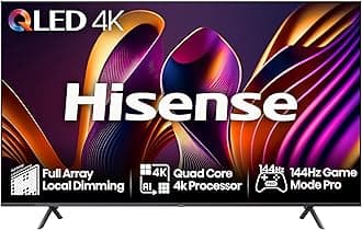 Hisense 85 Inch 144Hz 4K QLED Smart Gaming TV 85E7NQTUK PRO - Full Array Local Dimming, Dolby Vision Atmos, Freesync, Subwoofer, Vidaa OS with Freely, Youtube, Netflix and Disney+ (2024 Model)