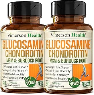 Glucosamine Chondroitin MSM – Joint Support Supplement for Women and Men with Glucosamine Sulfate 1500 mg, Chondroitin and MSM – for Cartilage, Joint Health and Flexibility – 2 Pack, Vegan