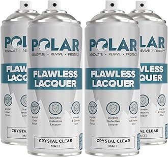 Polar Flawless Lacquer Spray - 4x400ml, Clear - Protective Coating for Wood, Ceramic, Glass, Plastic & Metal - Scratch Resistant & UV Protection - Primer for DIY, Interior & Exterior - Matt Finish