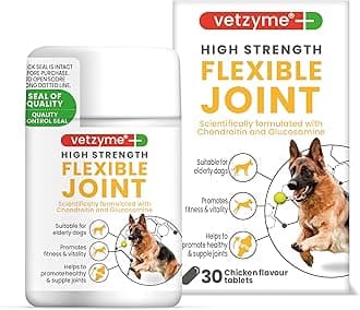 High Strength Flexible Joint Supplements for Senior Dogs (30 Tablets) - Hip and Joint Care with Chondroitin and Glucosamine, Tasty Chicken Flavour