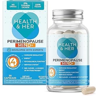 & Perimenopause Mind+ Supplements for Women - Support for Cognitive Function, Mental Energy & Wellbeing - Contains Red Clover - 1 Month Supply - 30 Perimenopause Supplements - Vegan