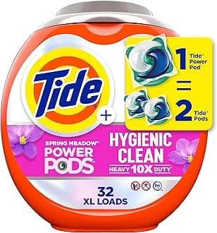 Hygienic Clean Heavy 10x Duty Power PODS Laundry Detergent Pacs, Spring Meadow Scent, 32 Count, For Visible and Invisible Dirt