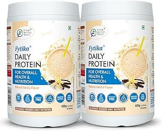 Fytika Daily Protein-400g (Pack of 2, Vanila) | Complete Nutrition Drink for Adults with 37 Essential Vitamins & Minerals | 50% Protein Per Serve | High Protein Drink for Men & Women