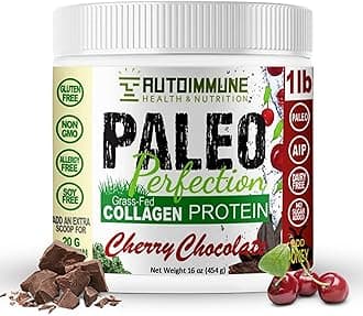 Paleo Perfection Cherry Chocolate Grass Fed Beef Collagen Protein Powder without Stevia - Paleo, Keto, SCD, AIP Protein Powder w/ Apple Fiber, Carrot, Broccoli - 1lb Protein Powder & Superfood Blend